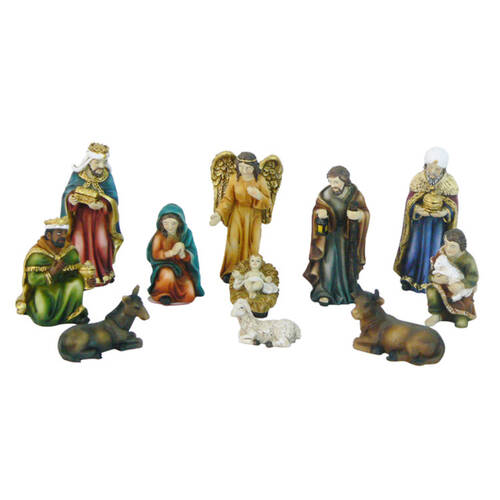 11pc Gibson Gifts Mini Nativity Christmas Decoration Set 20x20x65mm