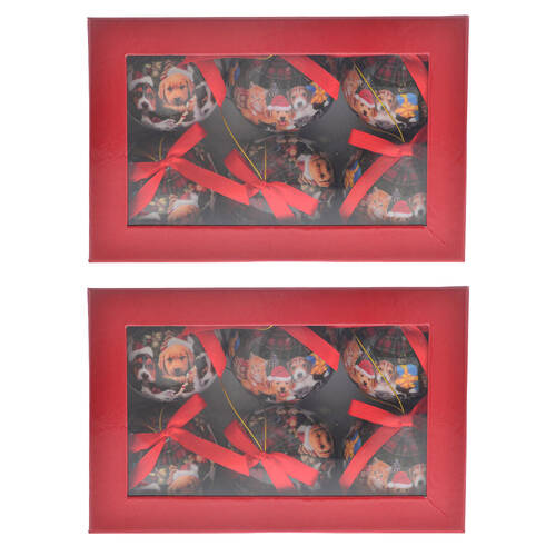 2x 6pc Gibson Gifts Dogs & Cats Christmas Tree Decoration Baubles 80x230x160mm