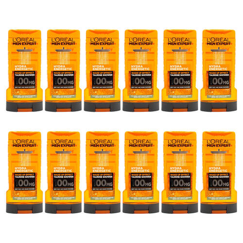 12PK Loreal 300ml Body Wash Hydra Energetic Taurine Shower