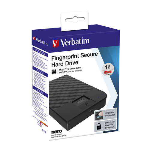 Verbatim USB3.1 Store'n'Go 2.5" External 1TB HDD w/ Fingerprint Access