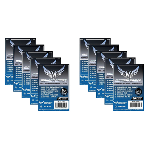 10PK 50pc Mayday 45x68mm Premium Mini Euro Card Sleeve Dark Blue