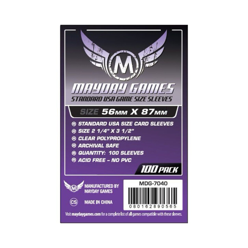 100pc Mayday 56x87mm Standard USA Game Size Card Sleeves Purple