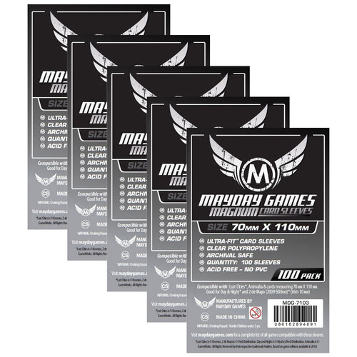 5PK 100pc Mayday 70x110mm Magnum Silver Card Sleeve Case Protector 