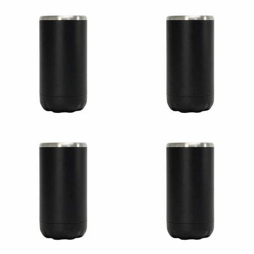 4PK Annabel Trends 14.5cm Stainless Steel Can Cooler Skinny - Black