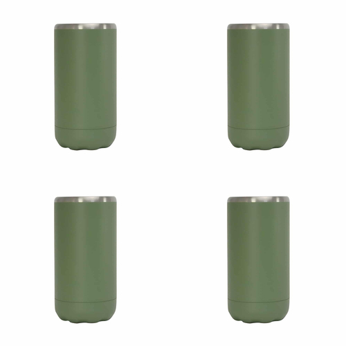4PK Annabel Trends 14.5cm Stainless Steel Can Cooler Skinny - Khaki