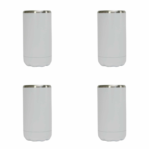 4PK Annabel Trends 14.5cm Stainless Steel Can Cooler Skinny - White