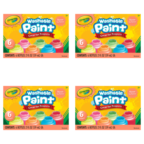 24pc Crayola Kids/Childrens Creative Washable Paint - Neon 36m+