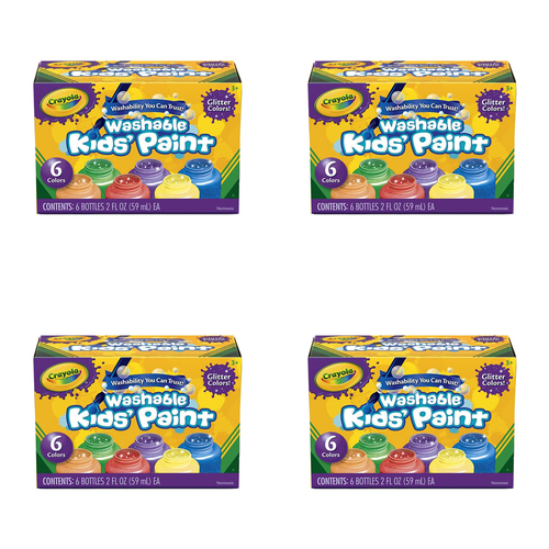 24pc Crayola Non-Toxic 59ml Washable Colours Paint For Kids 3+ - Glitter