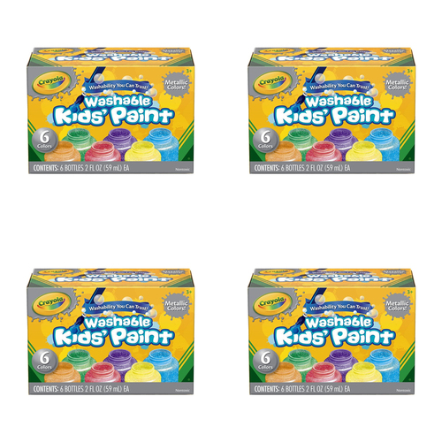 24pc Crayola Non-Toxic 59ml Washable Colours Paint For Kids 3+ - Metallic