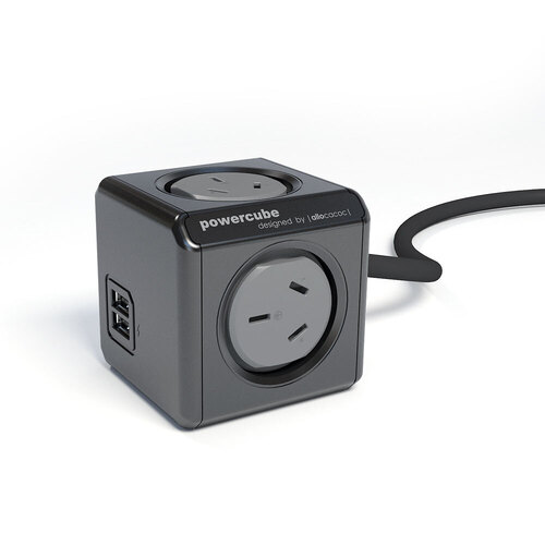 Allocacoc Powercube Extended 2 USB 4 Outlets 1.5m Cable Black