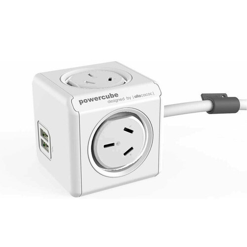Allocacoc Powercube Extended 2 USB 4 Outlets 1.5m Cable White