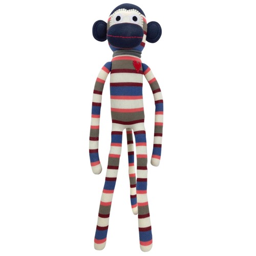 Boyle 70cm Bailey Cream & Blue Striped Monkey Toy 0m+