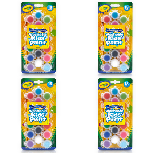 4PK Crayola Washable Kids Paints w/Brush 3+