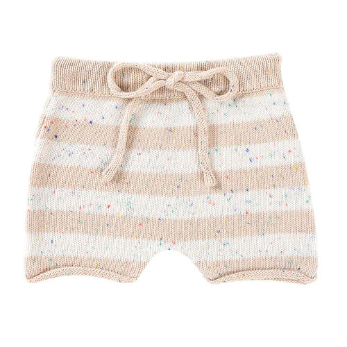 Ponchik Cotton Shorts Wheat Speckle Stripe Knit Size 0-3m