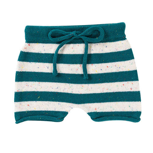 Ponchik Cotton Shorts Peacock Speckle Stripe Knit Size 5y