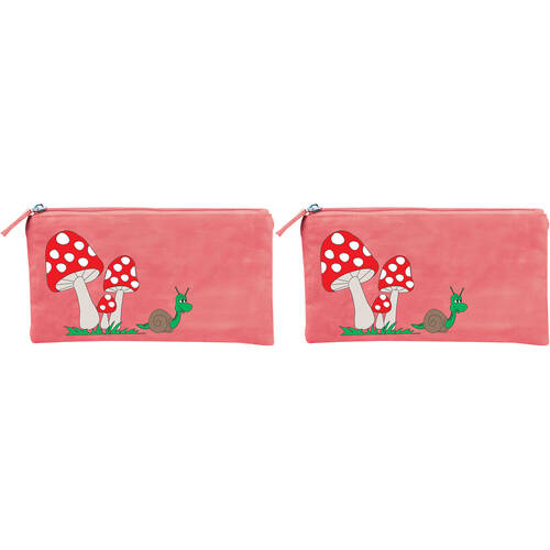 2PK Wicked Sista Embroidered Purse Garden Mushroom 20x10cm - Pink