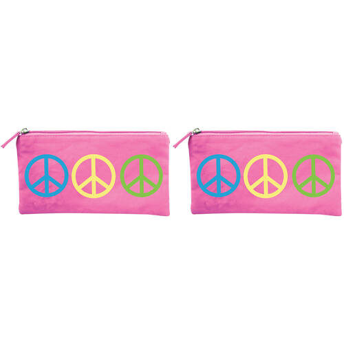 2PK Wicked Sista Embroidered Purse Peace 20x10cm - Pink