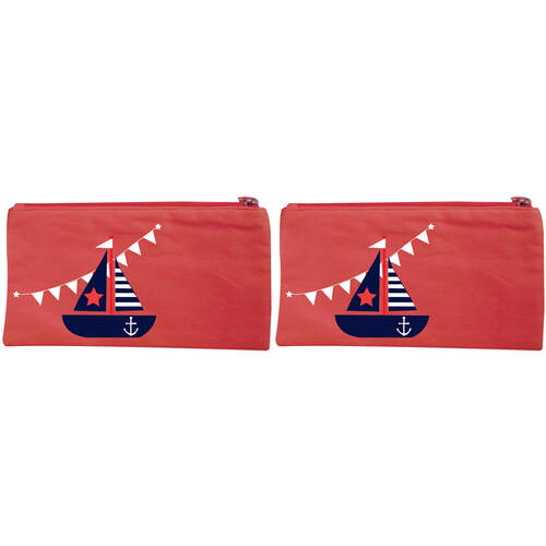 2PK Wicked Sista Embroidered Purse Hello Sailor 20x10cm - Red