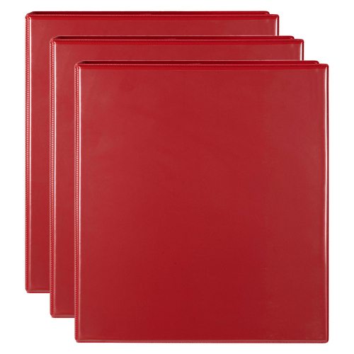 3PK Marbig Clearview 3 D-Ring Insert Binder A4 File Organiser 50mm - Red