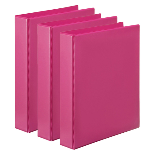 3PK Marbig PP Clearview 4 D-Ring 50mm A4 Insert Binder File Organiser - Pink