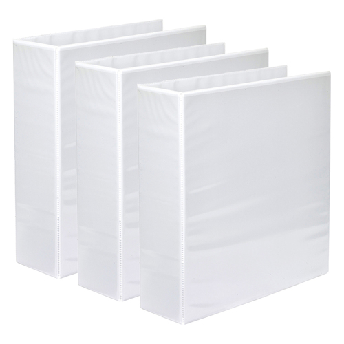 3PK Marbig PP Clearview 2 D-Ring 65mm A4 Insert Binder File Organiser - White