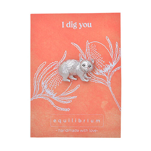 Gibson Gifts Equilibrium Silver Aust Fauna Pin Brooch Wombat Jewellery