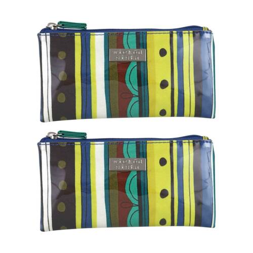 2PK Wicked Sista Zesty Stripe Small Flat Purse Waterproof Polyester - Green