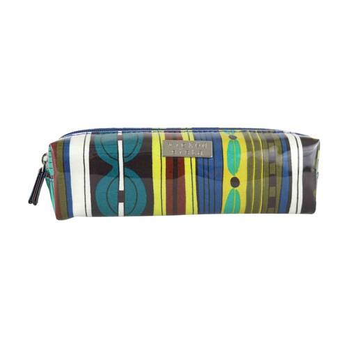 Wicked Sista Zesty Long Cosmetic Bag Waterproof Stripe - Green
