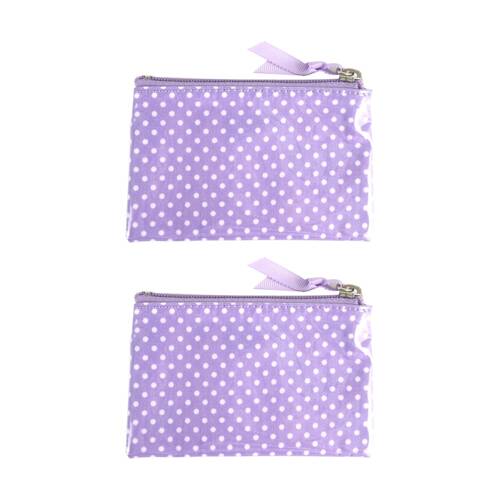 2PK Wicked Sista Polka Coin Purse Waterproof Wristlet Zipper - Purple
