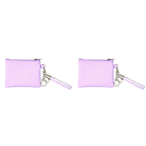 2PK Wicked Sista Premium Violet Coin Purse w/ Tassel On Key Ring