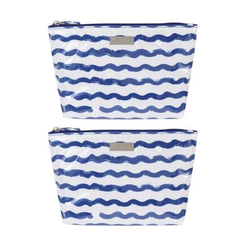 2PK Wicked Sista Wavy Stripe Medium Soft Aline Cosmetic Waterproof Makeup Bag