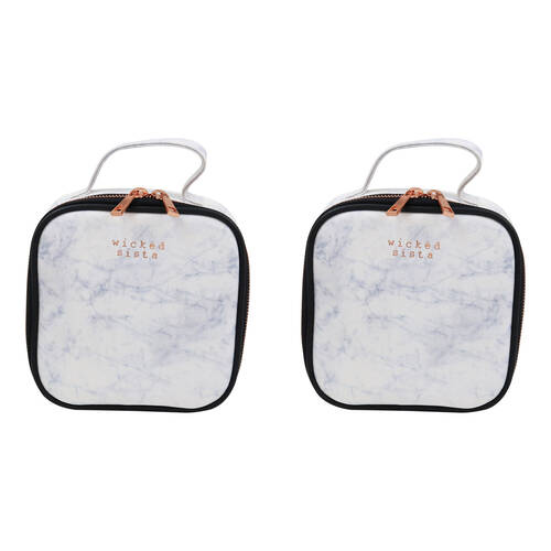 2PK Wicked Sista Moderna Small Square Carry Bag 16cm - Marble