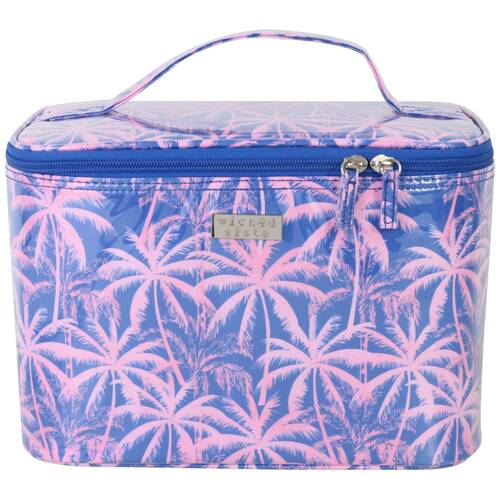 Wicked Sista Bahama Palms Beauty Case Cosmetic Bag Large - Purple