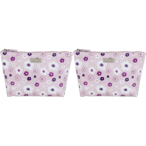 2PK Wicked Sista Seasons Floral Medium Soft A-Line Cosmetic Bag - Pink