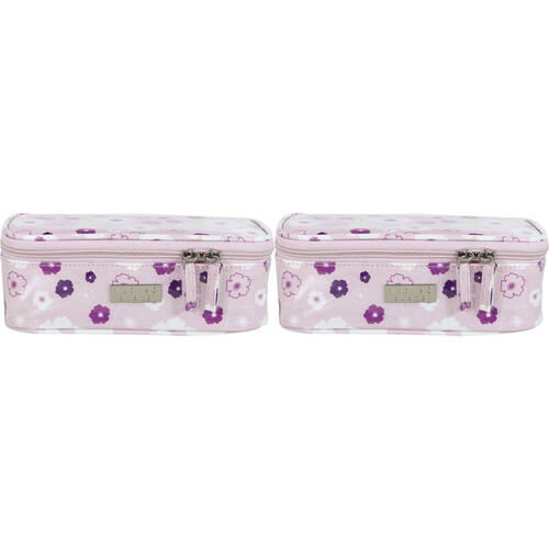 2PK Wicked Sista Seasons Floral Rectangle Brush Bag - Pink