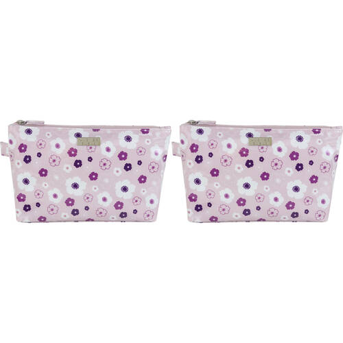 2PK Wicked Sista Seasons Floral Large Luxe Cosmetic Bag 30x17cm - Pink