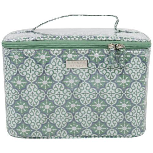 Wicked Sista Moroccan Tile Beauty Case Cosmetic Bag Large - Green