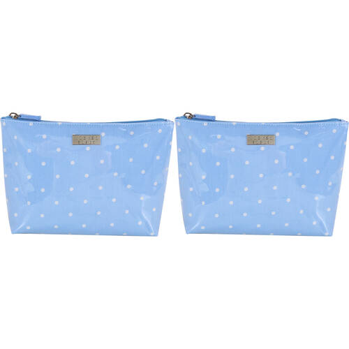 2PK Wicked Sista Polka Medium Soft A-Line Cosmetic Bag 27x17.5cm - Pale Blue