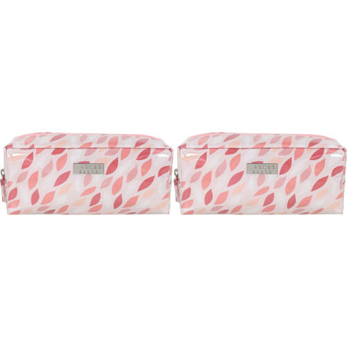 2PK Wicked Sista Coral Leaves Rectangular Cosmetic Bag 22x10cm