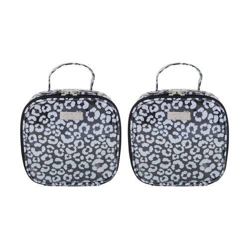 2PK Wicked Sista Watercolour Leopard Square Carry Bag Small - Black/Grey