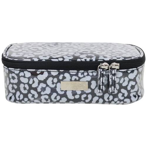 Wicked Sista Watercolour Leopard Brush Bag Cosmetic Rectangle - Black/Grey