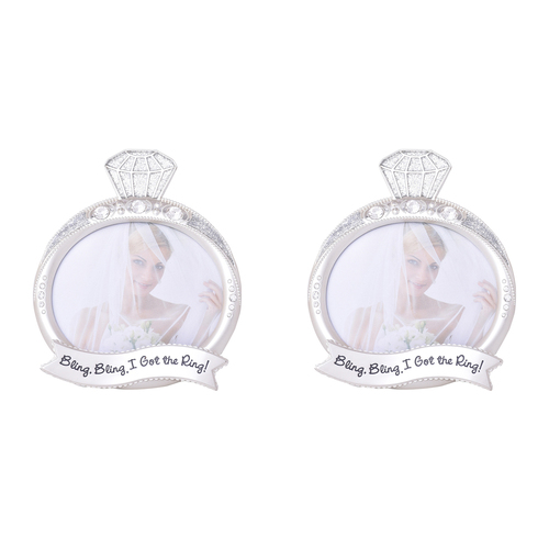 2PK Gibson Gifts Bling Ring Picture Frame Photo Holder 4x4"