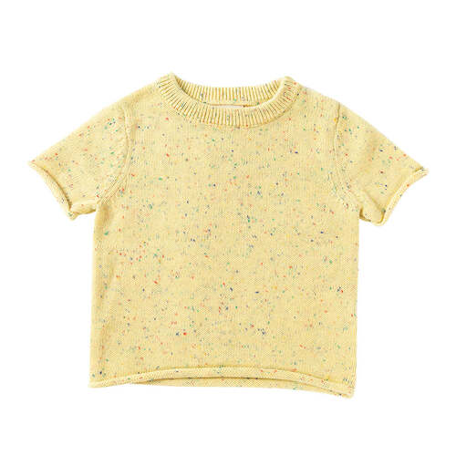 Ponchik Cotton Tee Sunshine Speckle Knit Size 8y