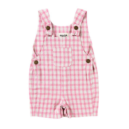 Ponchik Cotton Dungaree Overalls Fairy Floss Gingham Size 6y
