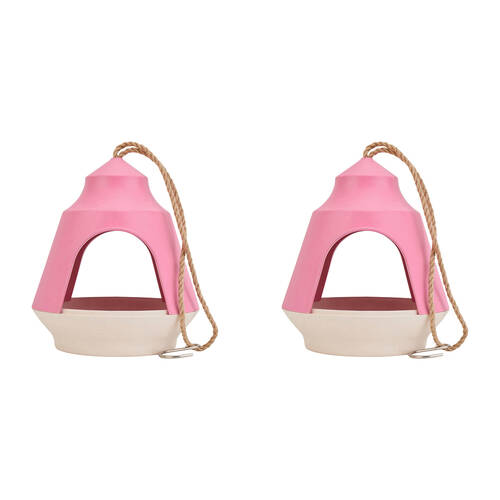 2PK Annabel Trends Bamboo Hanging Bird House 18x15.5cm - Pink/Cream