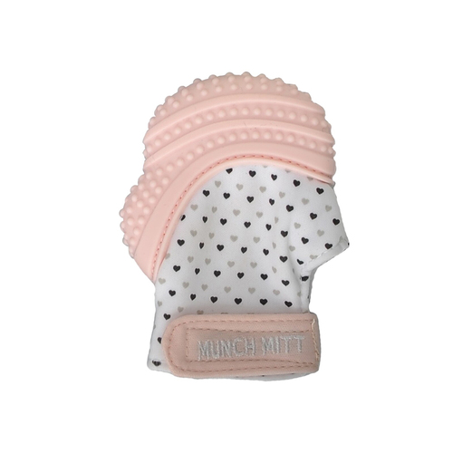 Malarkey Kids Munch Mitt Baby Teething Mitten Silicone Pastel Pink 