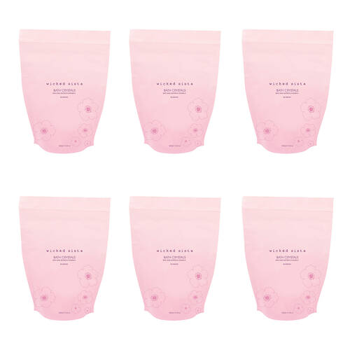 6PK Wicked Sista Metallic Bath Crystal 300G With Shea Butter And Blossom - Pink