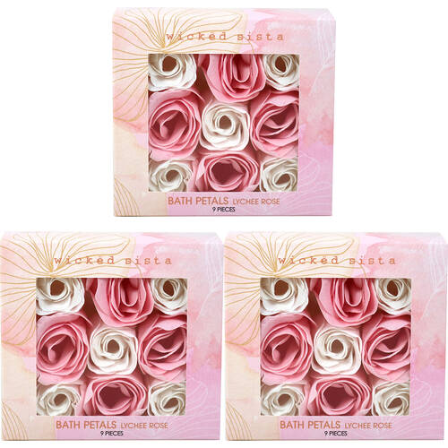 3x 9pc Wicked Sista Aromatherapy Bath Petals - Lychee Rose