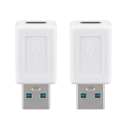2x Goobay USB-A Male to USB-C Female 3.0 Adapter Connector - White