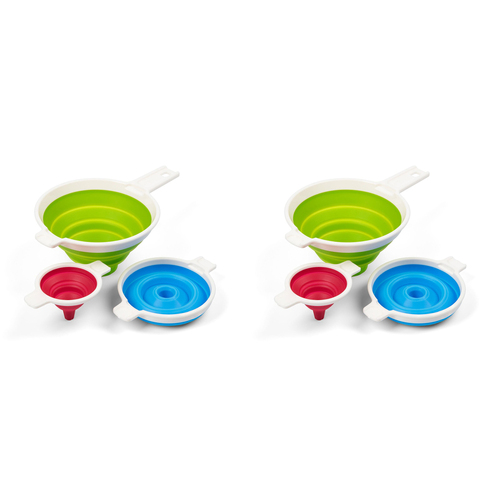 2x 3pc Progressive Collapsible Silicone Funnel Kitchen Utensil Set